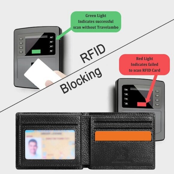 ⚡Travelambo Men Lychee Black Genuine Leather Handmade Bifold Stylish Wallets - Picture 3 of 9